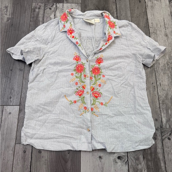 Maeve Anthropologie Christie Floral Embroidered Button Blouse Top Women’s US 4 - Picture 5 of 11